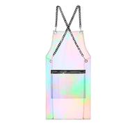 harayaa Hair Stylist Apron Hairdresser Work Apron Cross Back Adjustable with Zipper Pocket for Salon Cooking Baking Painting Crafts, Rainbow