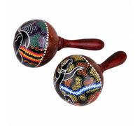 harayaa Hand-Painted Coconut Maraca Coconut Maraca with Wooden Handle Mellow Tone Shaker with Wooden Handle for Kids, Movement Training Group Rhythm Play Time