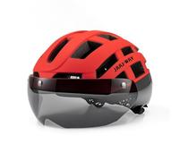 harayaa Headgear Bike Helmet With Visor Road Helmet Helmet Helmet With Tinted Front And Multiple suitable for city commuting long distance, Red Black