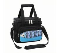 harayaa Insulated Lunch Carrier Bag Oxford Cloth Waterproof Exterior Thermal Cold Storage Tote with Zippered Compartment Front Pocket Side Mesh, Black