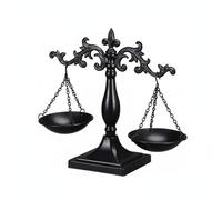 harayaa Iron Balance Scale Timeless Justice Ornament Metal Artwork Symbol Of Integrity Sturdy Square Base Suitable for Law Workplace Bookshelf Restaurant, Black Square Base