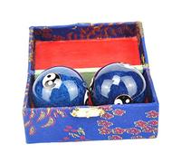 harayaa Massage Balls with Storage Box Hand Wrist Strengthening Fitness Compact Relaxation Baoding Balls for Elderly Middle Aged, Blue Tai Chi