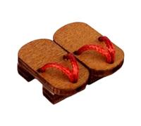 harayaa Mini Clogs Doll Sandals Geta Footwear Accessories Wooden Handmade Collectible Piece suitable for OB11 1/12 BJD Display Photography Collecting , Coffee+Red Thread