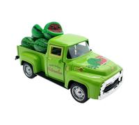 harayaa Mini Vintage Green Metal Pickup Truck,Watermelon Decor with 6 Mini Watermelons for Home Decoration