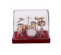 harayaa Miniature Drum Set Model Kit Drum Kit Ornament Mini Drum Display Collectible Metal Decor Polished Metal Drums Cymbals , Small 14 10 10cm , B Style With Mask And Drumsticks