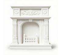harayaa Miniature Fireplace Display Hearth Mantel With Arched Firebox And Raised Floral Relief Engineering suitable for dollhouse collectors historical model scenes miniature interiors 1 12, White