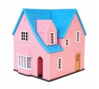 harayaa Miniature House Display Two Level Model Villa Ornament With Bright Gabled Roof And Pale Piece For Tabletop Scenes Dollhouse Setups Collector Shelves 11.5cm11.5cm12.5cm