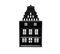 harayaa Miniature Scene Prop Display Shelf Organizer Cabinet Rack With Chapel Shape And Open Compartments Suitable for dollhouse scenes village displays home decoration office desk, Black