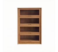 harayaa Miniature Storage Cabinet Dollhouse Cabinet Display Shelf Organizer With Boxy Structure And Transparent Front For Quick Access Suitable for dollhouse, Cherry Wood, 4-Layer