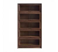 harayaa Miniature Storage Cabinet Dollhouse Cabinet Display Shelf Organizer With Boxy Structure And Transparent Front For Quick Access Suitable for dollhouse, Walnut Wood, 5-Layer