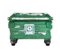 harayaa Miniature Trash Can Resin Garbage Bin Open Lidded Display Model With Rolling Design Suitable for Office Desk Decor Collector Displays, Green