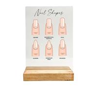 harayaa Nail Art Display Board, Acrylic Practice Gel Polish Rack, Versatile Transparent Pattern Showing with Wood Base Display Stand