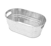 harayaa Oval Ice Bucket Champagne Bucket Storage Container Classic with Carry Handle Galvanized Beverage Tub for Family Gatherings (Silver)