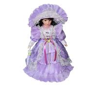 harayaa Porcelain Beautiful Woman Ceramic Doll Glazed Makeup Face 40cm Miniature Porcelain Figure for Birthday Home Decoration Gift, Purple