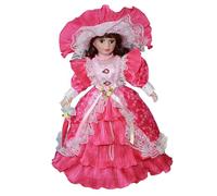 harayaa Porcelain Beautiful Woman Ceramic Doll Glazed Makeup Face 40cm Miniature Porcelain Figure for Birthday Home Decoration Gift, Pink