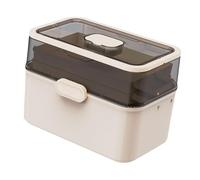 harayaa Portable Medicine Box with Handle Empty Storage Container Sewing Accessories Container for Office Travel Study, Beige