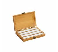 harayaa Portable Paint Palette Bamboo Wooden Organizer Hinged Lid Secure Clasp Storage Tray Suitable for Watercolor Artists Classroom Studio Office, Natural Wood with White Grids 36 Grids