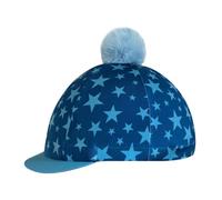 harayaa Professional Hat Riding Helmet Cover Equestrian Cap Cover Shell With Tassel Topper Short Curved Brim Polyester Cotton Suitable for Adult Unisex, Blue, XS