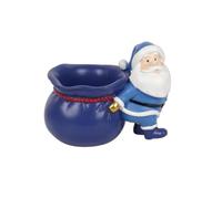 harayaa Resin Craft Container Santa Holder Figurine Organizer Desktop Storage Ornament with Glossy Painted Finish Suitable for Office cubicles Study Tables, Santa Claus with A Money Bag Right, Blue