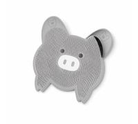 harayaa Silicone Foot Massager Foot Scrubber Shower Mat Bath Mat Pig Shape Flexible Silicone Textured Nubs Non Slip Surface suitable for routine shower use home cleaning spa day, Gray