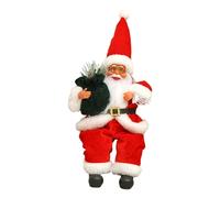 harayaa Sitting Santa Claus Figurine, Xmas Decor, Gnome Sculpture, Collectible Xmas Tree Ornament Christmas Scene Figure for Bedroom, Red, 30x10x10 cm
