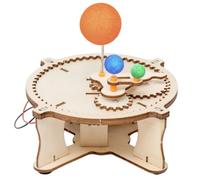 harayaa Solar System Model with Fact Cards | Visible Interlocking, Powered Wooden Astronomy Model Kit, Hands-on, for Scientific Exploration Fair Projects