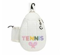 harayaa Tennis Shoulder Pack Quilted Racket Holder Crossbody Backpack Memory Material with Multiple Pockets Zipper Closure Suitable for Athletes Commuting Training, Array, White