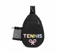 harayaa Tennis Shoulder Pack Quilted Racket Holder Crossbody Backpack Memory Material with Multiple Pockets Zipper Closure Suitable for Athletes Commuting Training, Array, Black