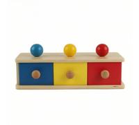 harayaa Toy Wooden Drawer Box With Balls Object Permanence Educational -Coded Pull-Out Drawers Plywood Beech Body suitable for early childhood play area preschool classroom