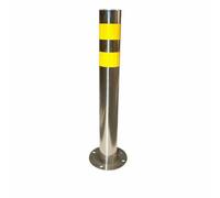 harayaa Traffic Pole Stainless Steel Bollard Post with Reflective Tape resistant and stable base for suitable for roadsides schools malls private garages sidewalks, 76-600-1.0mm, Fixed