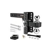 harayaa Trailer Hitch Assembly Adjustable Tow Ball Mount Coupler With Lock And Key Carbon Steel Structure With Tightening Bar, Black, Black Trailer Arm With 2 Pins And 1 Lock Silver Ball