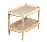 harayaa Two-Tier Oval Cat Scratcher Bed Compact Wood Frame Cat Scratcher Bed Low-Profile for Window Side, Modern Interior