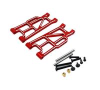 harayaa Vehicle Arm Rear Lower Control Arms Links Upgrade Metal 6061 Aluminum Anodized Lightweight Strength suitable for 1/10 Meijiaxin 10210 10208V2 RC Truck, Red Silver