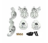 harayaa Vehicle Model Front Steering And Hub Assembly With C Seats Aluminum Alloy CNC Caster Block Upgrade Heavy Duty Metal Kit Suitable for 1/10 Scale RC Crawlers Paths Weekend Runs, Silver