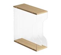 harayaa Vinyl Record Holder Stand Music Album Display Rack Space Saving Organization Display Stand Storage Rack for Newspapers Home, Wood Color 2 Grid