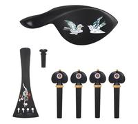 harayaa Violin Chin Rest Rest Tailpiece Pegs Tail Button Ebony Build With Smooth Finish Suitable for learner setup daily rehearsal stage use music school training, Magpie Peach Blossom