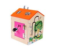 harayaa Wood Busy House Fine Motor Training Basic Life Skills, Multifunctional Activity Cube for Color