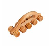 harayaa Wood Massage Roller Handheld Massage for Neck Shoulder Back Muscle Tension Relaxation Tool Smooth Skin Friendly Wooden, 18x5.5x7cm Arch Bridge Ten-Wheel Massager
