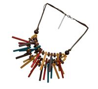 harayaa Wooden Beaded Necklace Ethnic Style Necklace Fashion Layered Bib Necklace Boho Necklace African Necklace for Women Female, Colorful