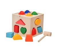 harayaa Wooden Color and Shape Sorting Box Shape Sorter Cube Cognitive Toy Matching Game for