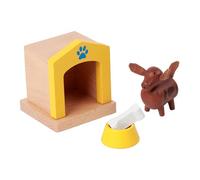 harayaa Wooden Dollhouse Furniture Set Miniature Kit Simulation Micro Landscape Classic Decoration Birthday Gift for Toddlers 3+, Pet House