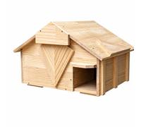 harayaa Wooden Hedgehog House with Gable Roof Waterproof Hedgehog Retreat with Raised Interior Partition Unpainted for Garden, Patio