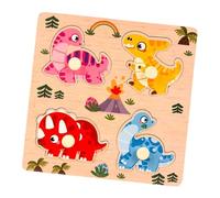 harayaa Wooden Peg Puzzle Shape Matching Board Developmental Interactive Memory Games, Wooden Learning Puzzle for Kindergarten, Dinosaur