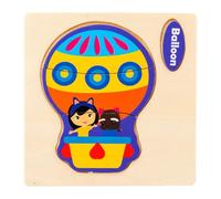 harayaa Wooden Puzzle Brain Teaser Board Skill Development Hand Eye Coordination Educational Learning Toy Boys Girls Children 1-3, Hot Air Balloon