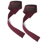 Harbinger 21.5" Padded Cotton Lifting Straps-Extended Length Allows for Stronger Grip,Heavy Duty Stitching and Merrowed End Tabs Increases Durability,Ideal For Heavy Lifting,One Size,Merlot