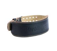Harbinger 4" (10.16cm) Padded Leather Weightlifting Belt - Genuine Leather, Foam Cushioning, Dual-Prong Steel Roller Buckle, Tapered Edges for Mobility, Core & Back Support Unisex, Black, X-Large