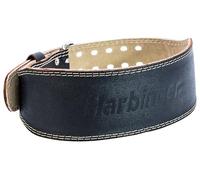 Harbinger 4" Padded Leather Weightlifting Belt-Supports Lower Back and Core,Countoured Leather and Suede Interior Provides Snug and Comofrtable Fit,Ideal for Heavy Lifting,Medium,Black