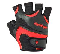Harbinger FlexFit Men's Weight Lifting Gloves, Wash and Dry Leather, Vented StretchBack Mesh Gym Gloves, Black, L