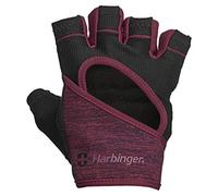 Harbinger Flexfit Gloves Women's Flexfit Wash & Dry Weightlifting Gloves with Padded Leather Palm (Pair), Black/Heather Merlot, Large