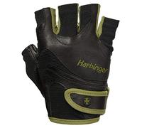 Harbinger FlexFit Men's Weight Lifting Gloves, Wash and Dry Leather, Vented StretchBack Mesh Gym Gloves, Green, S